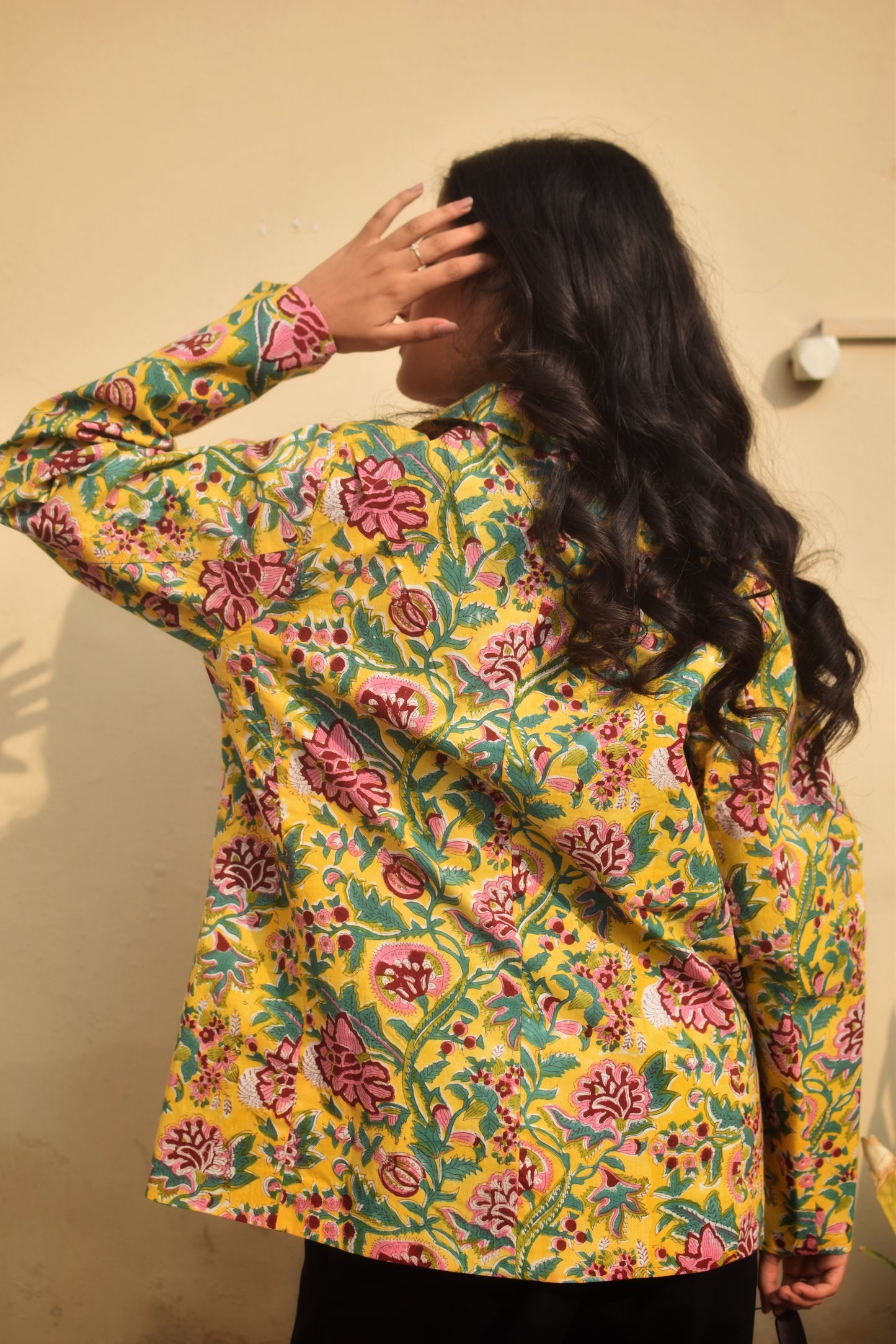 AFSANA- Cotton Jackets in Yellow Floral