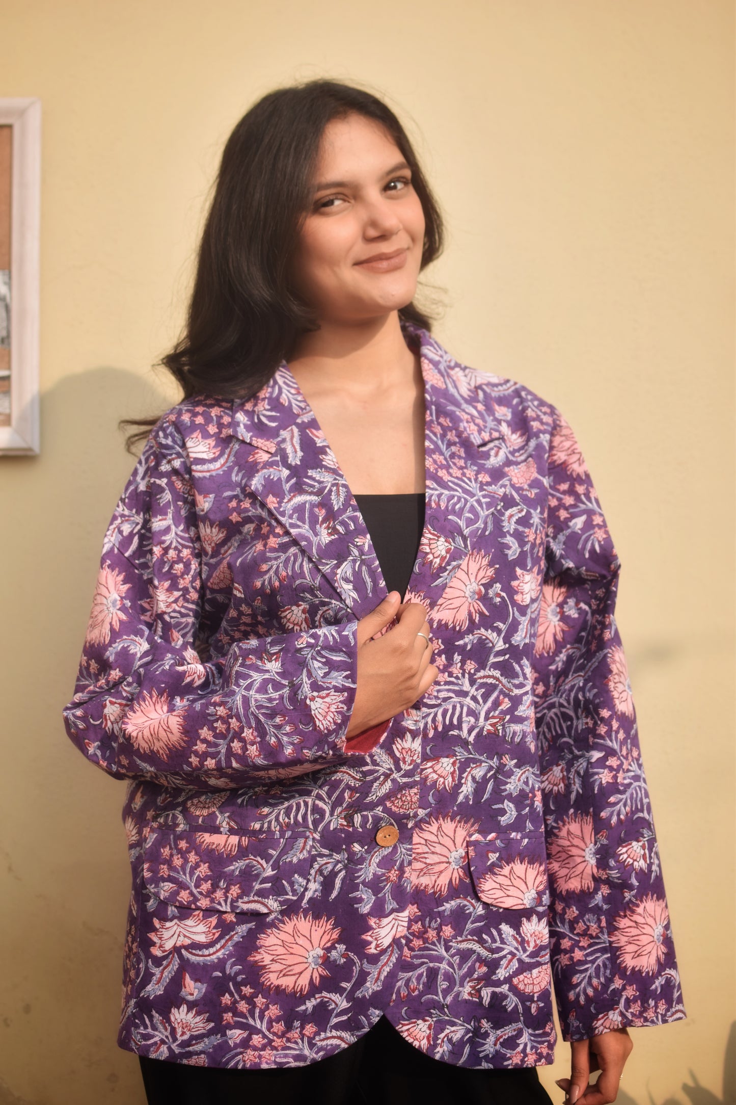 AFSANA- Cotton Jackets in Purple Floral