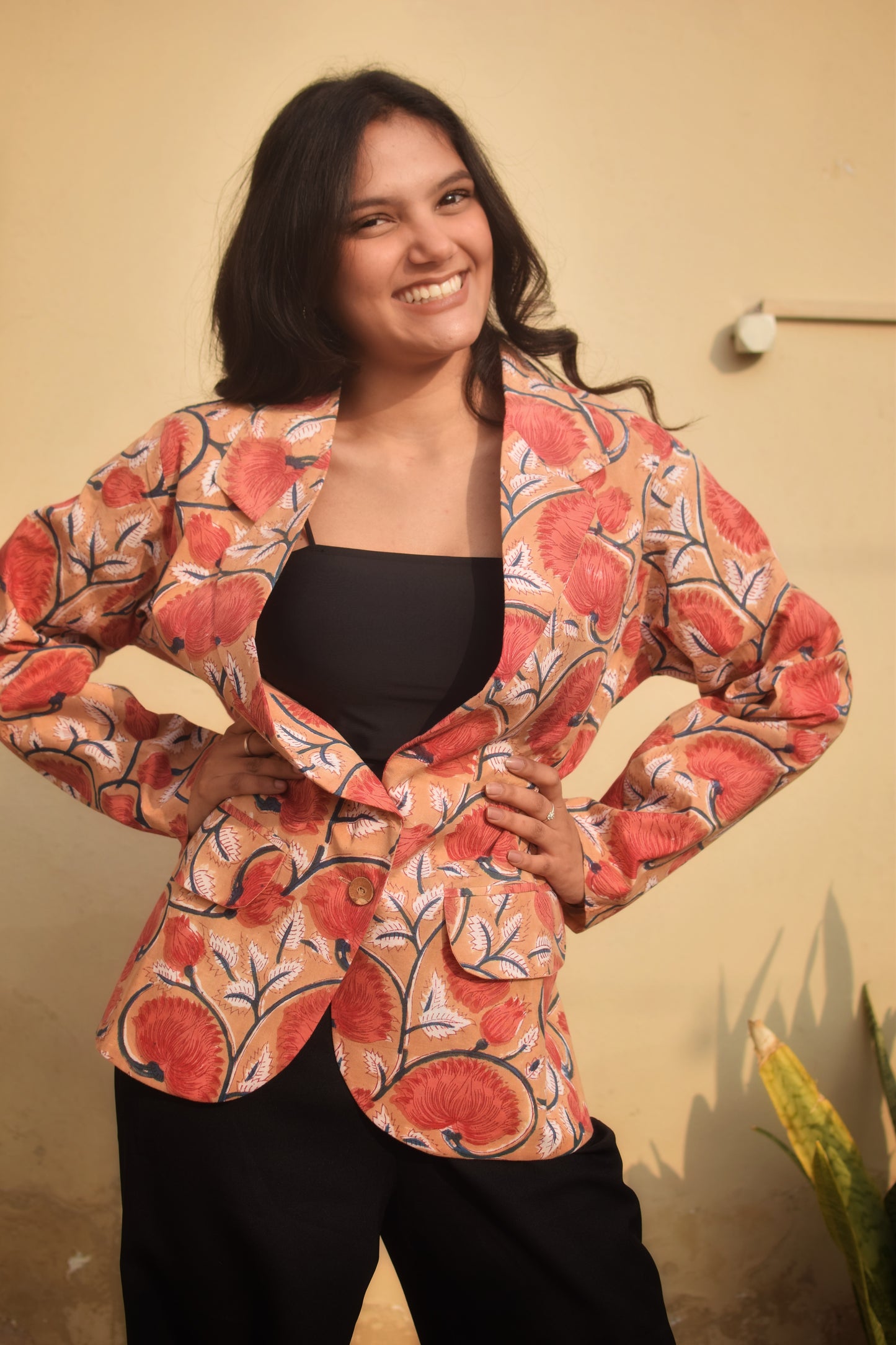 AFSANA- Cotton Jackets in Peach Florals