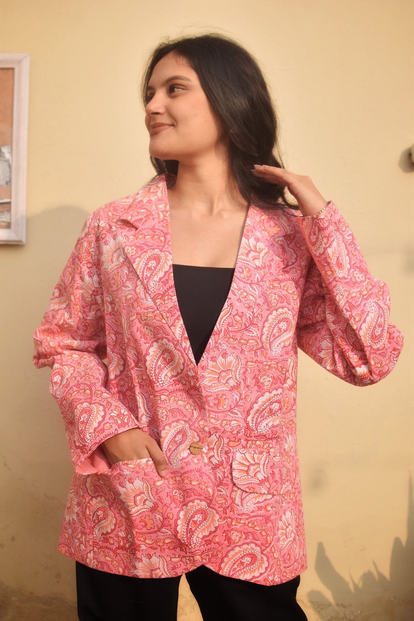 AFSANA- Cotton Jackets in Pink Floral