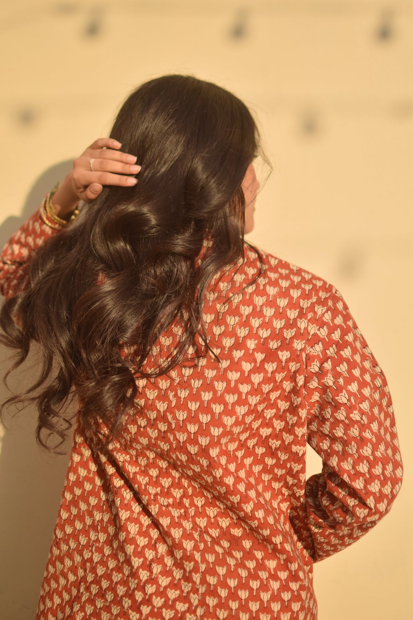 AFSANA- Cotton Jackets in Red Lotus