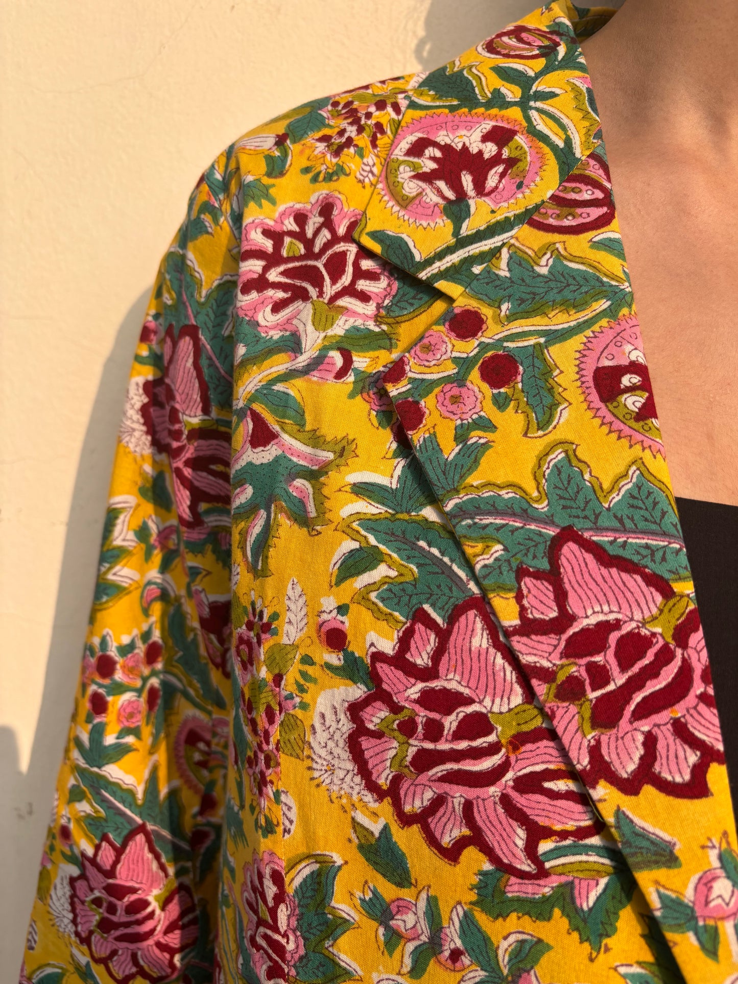 AFSANA- Cotton Jackets in Yellow Floral