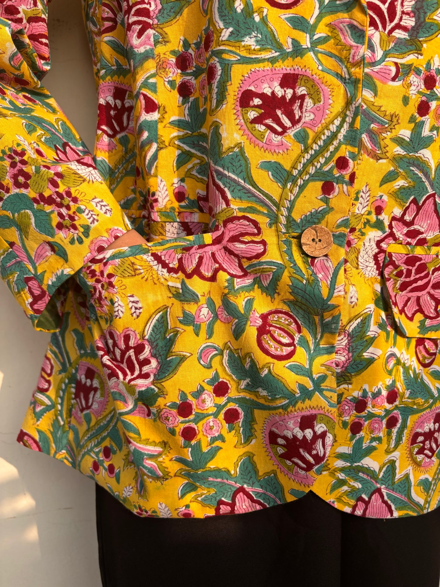 AFSANA- Cotton Jackets in Yellow Floral
