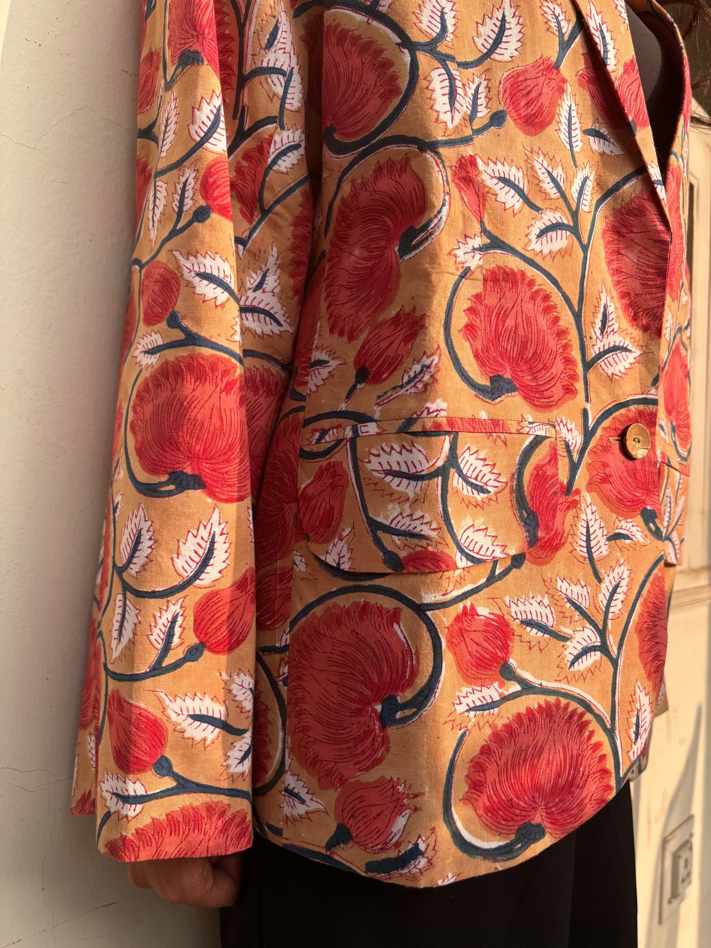 AFSANA- Cotton Jackets in Peach Florals