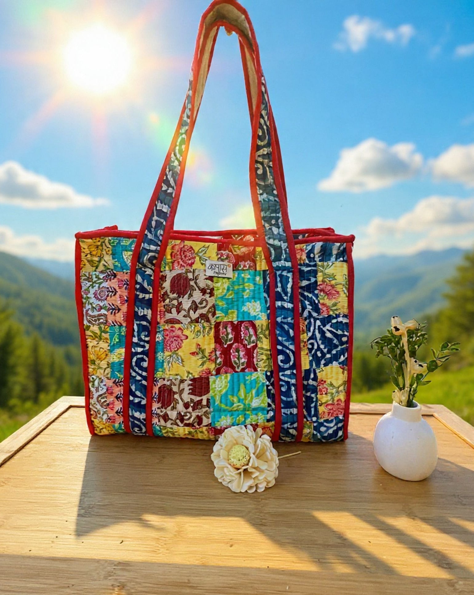 AMBUSH® PATCHWORK TOTE BAG Rangeen Patchwork Tote Bag | Hand Block Print Australia – Kapaas