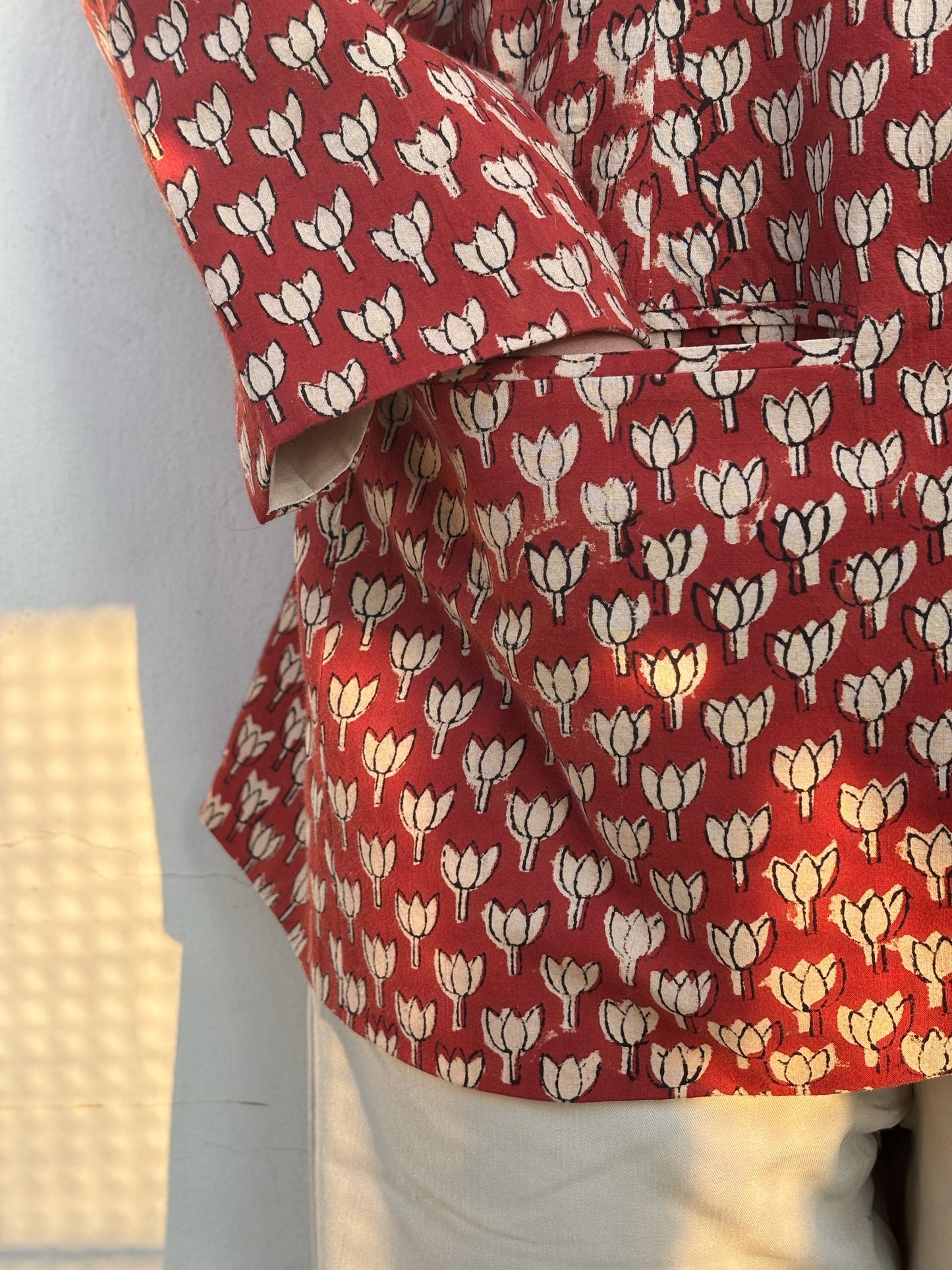 AFSANA- Cotton Jackets in Red Lotus