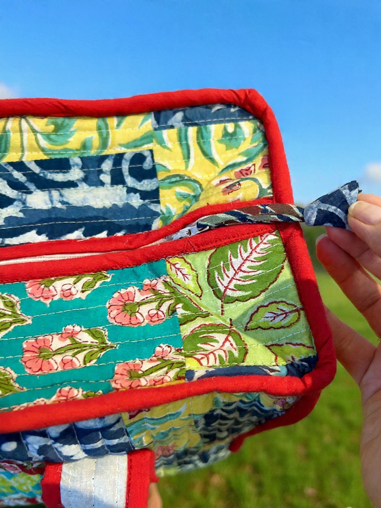 Rangeen Patchwork Tote Bag | Hand Block Print Australia – Kapaas